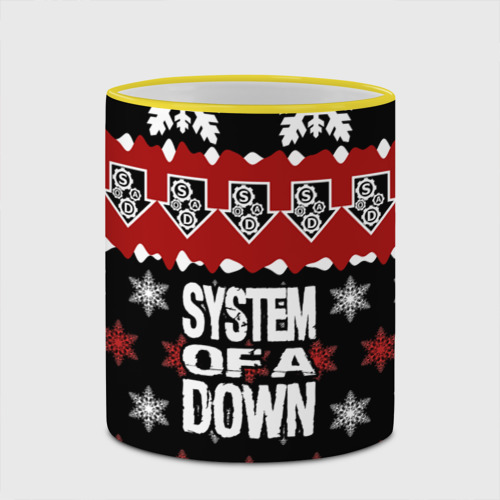 Кружка с полной запечаткой Праздничный System of a Down, цвет Кант желтый - фото 4