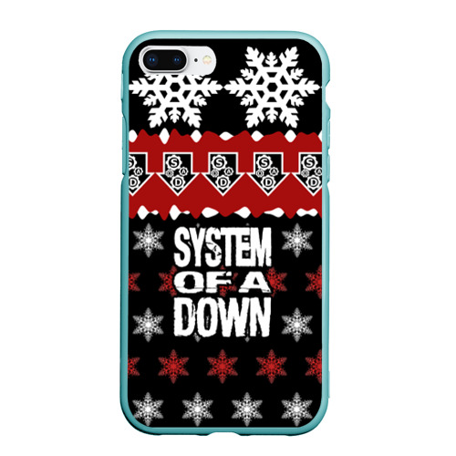 Чехол для iPhone 7Plus/8 Plus матовый Праздничный System of a Down, цвет мятный