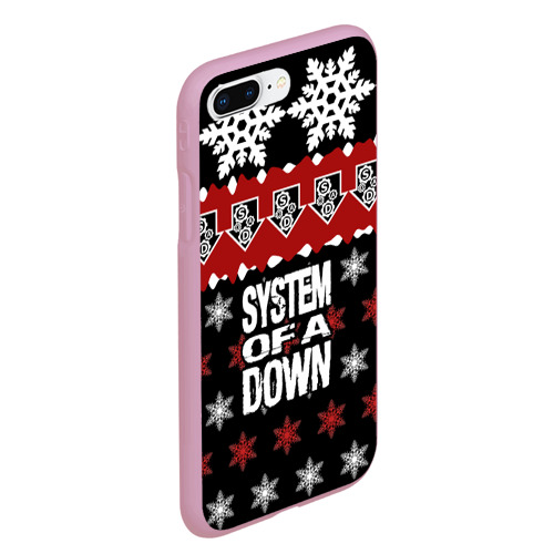 Чехол для iPhone 7Plus/8 Plus матовый Праздничный System of a Down, цвет розовый - фото 3