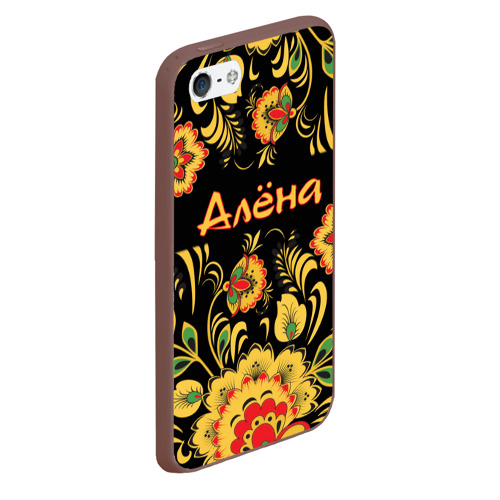 Чехол для iPhone 5/5S матовый Алёна, роспись под хохлому, цвет коричневый - фото 3