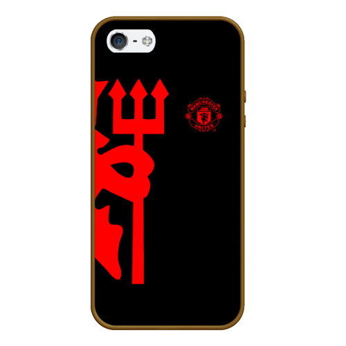 Чехол для iPhone 5/5S матовый Манчестер Юнайтед FCMU Manchester united, цвет коричневый