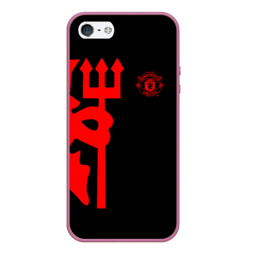 Чехол для iPhone 5/5S матовый с принтом Манчестер Юнайтед FCMU Manchester united, вид спереди №1