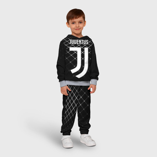 Детский костюм с толстовкой 3D Juventus stripes style, цвет меланж - фото 3