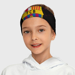 Повязка с принтом FC Barcelona Barca ФК Барселона для женщины, вид на модели спереди №6. Цвет основы: белый