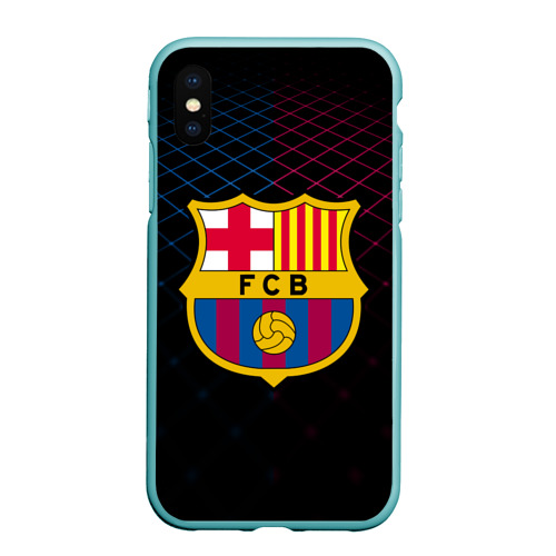 Чехол для iPhone XS Max матовый FC Barcelona Barca ФК Барселона, цвет мятный
