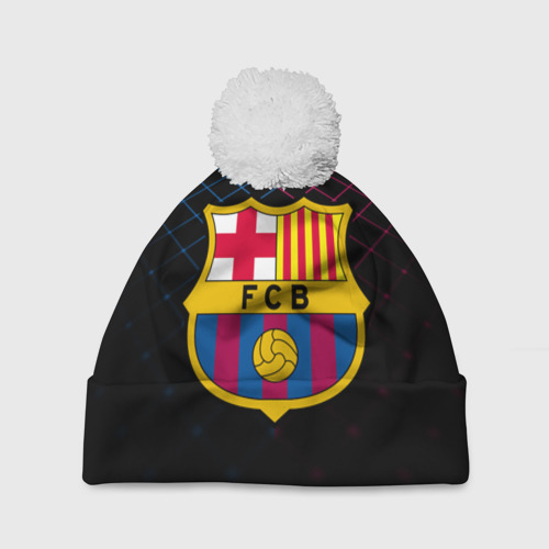 Шапка 3D c помпоном FC Barcelona Barca ФК Барселона, цвет 3D печать