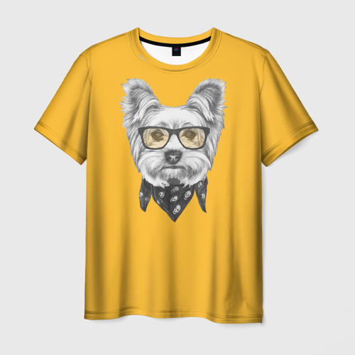 Мужская футболка 3D Йоркширский терьер_в очках, цвет 3D печать