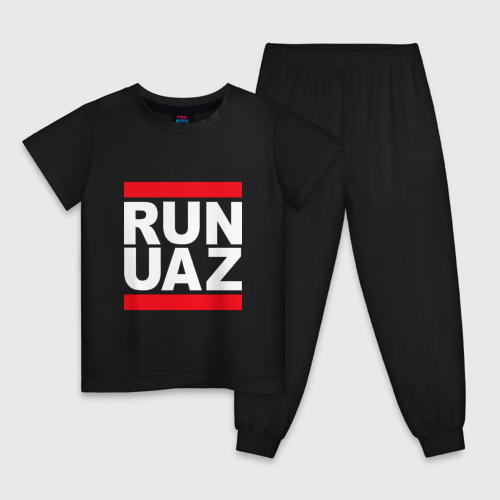Детская пижама хлопок Run UAZ, цвет черный