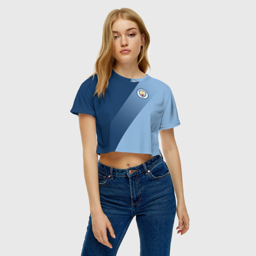 Женская футболка Crop-top 3D Манчестер сити Manchester city, цвет 3D печать - фото 3