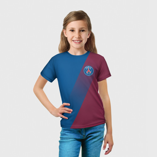Детская футболка 3D с принтом PSG 2018 Элитная форма, вид сбоку #3