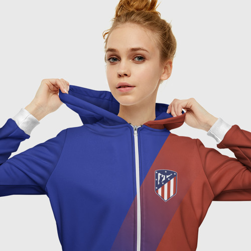 Женская толстовка 3D на молнии Atletico Madrid 2018 Элитная, цвет белый - фото 5