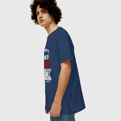 Мужская футболка хлопок Oversize Я прост хочу слушать RHCP, цвет темно-синий - фото 5