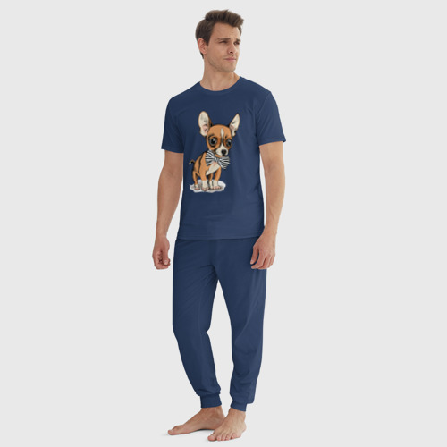 Мужская пижама хлопок Чихуахуа 3, цвет темно-синий - фото 5