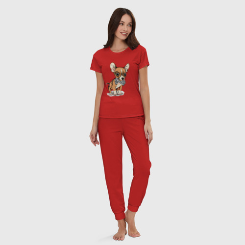 Женская пижама хлопок Чихуахуа 3, цвет красный - фото 5