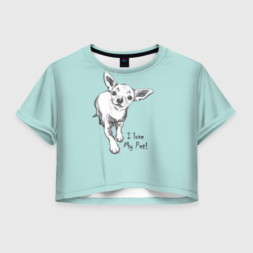 Женская футболка Crop-top 3D I love my pet, цвет 3D печать