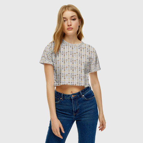 Женская футболка Crop-top 3D Веселые Чихуахуа, цвет 3D печать - фото 4