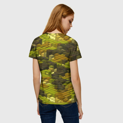 Женская футболка 3D Кубики милитари, цвет 3D печать - фото 4