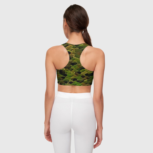 Женский спортивный топ 3D block camouflage, цвет 3D печать - фото 4