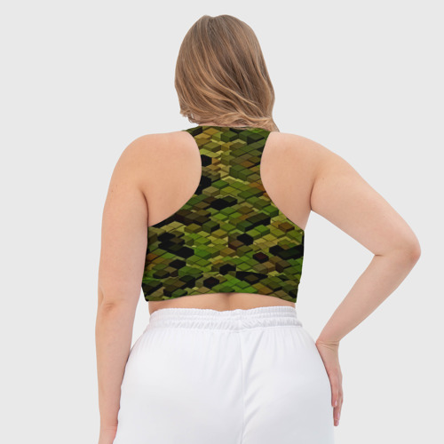 Женский спортивный топ 3D block camouflage, цвет 3D печать - фото 6