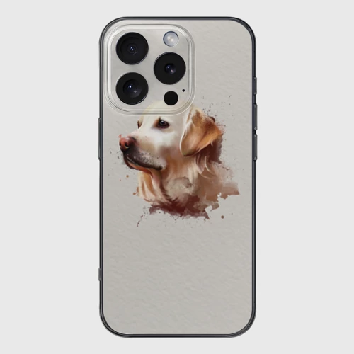 Чехол для iPhone 16 Pro силиконовый с защитой камеры Лабрадор арт