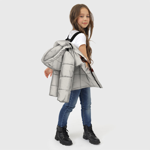 Зимняя куртка для девочек 3D Лабрадор арт, цвет черный - фото 6