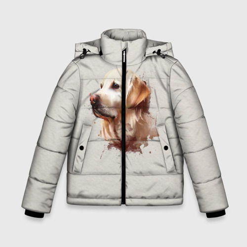 Зимняя куртка для мальчиков 3D Лабрадор арт, цвет красный