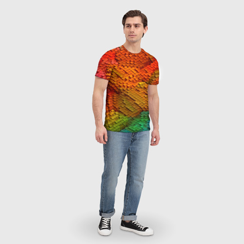 Мужская футболка 3D Абстракция кубическая, цвет 3D печать - фото 5