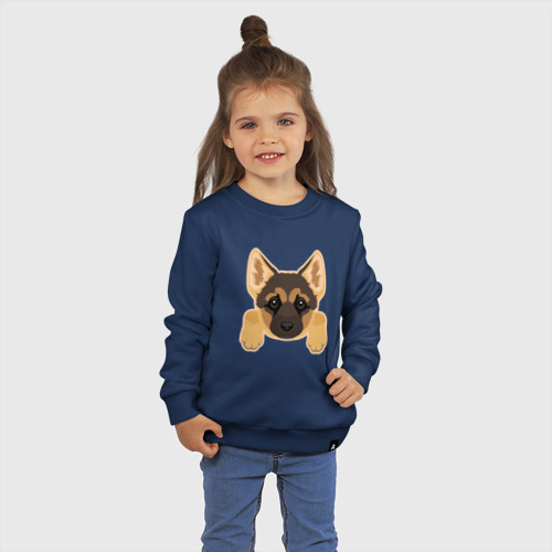 Детский свитшот хлопок Немецкая овчарка щенок, цвет темно-синий - фото 3