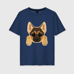 Женская футболка хлопок Oversize Немецкая овчарка щенок