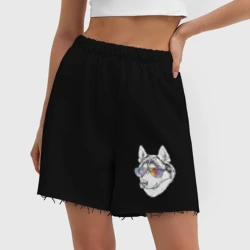 Женские шорты oversize футер хлопок Хаски в очках - фото 2