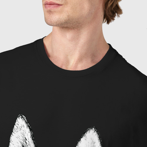 Мужская футболка хлопок Хаски в очках, цвет черный - фото 6