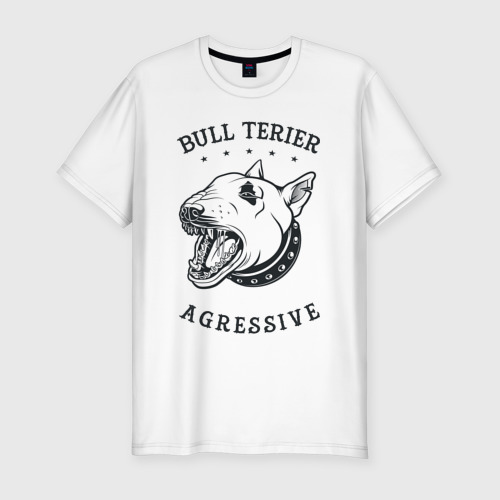 Мужская футболка хлопок Slim BULL TERIER agressive, цвет белый