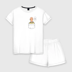 Женская пижама с шортиками хлопок Сайтама в кармашке