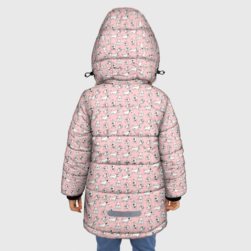 Зимняя куртка для девочек 3D Бультерьерчики, цвет светло-серый - фото 4
