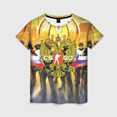 Женская футболка 3D с принтом CS GO RUSSIAN TEAM, вид спереди #2