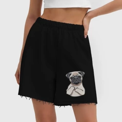 Женские шорты oversize футер хлопок Злой мопс - фото 2