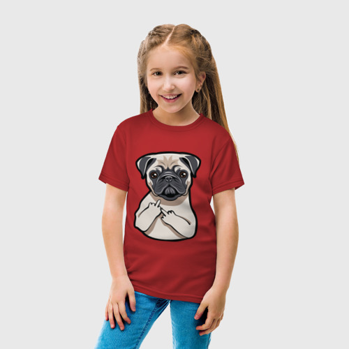 Детская футболка хлопок Злой мопс, цвет красный - фото 5