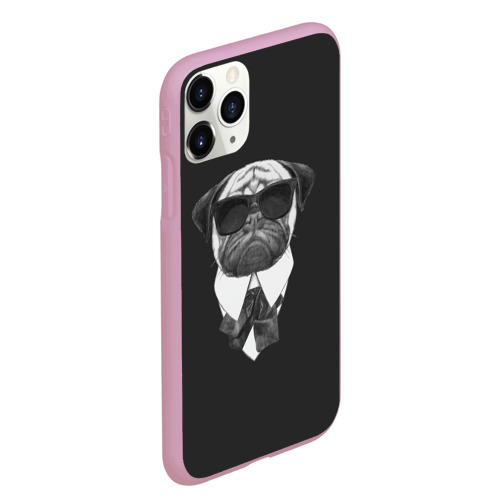 Чехол для iPhone 11 Pro Max матовый Мопс в черном, цвет розовый - фото 3