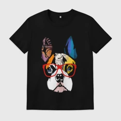 Мужская футболка хлопок Лоскутный бульдог