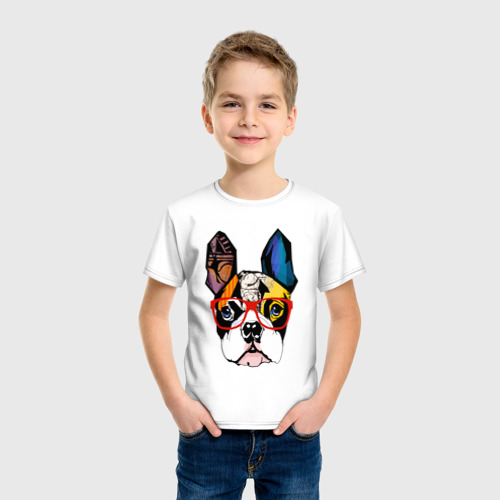 Детская футболка хлопок Лоскутный бульдог - фото 3