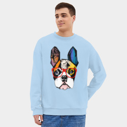 Мужской свитшот oversize без начеса хлопок Лоскутный бульдог - фото 2