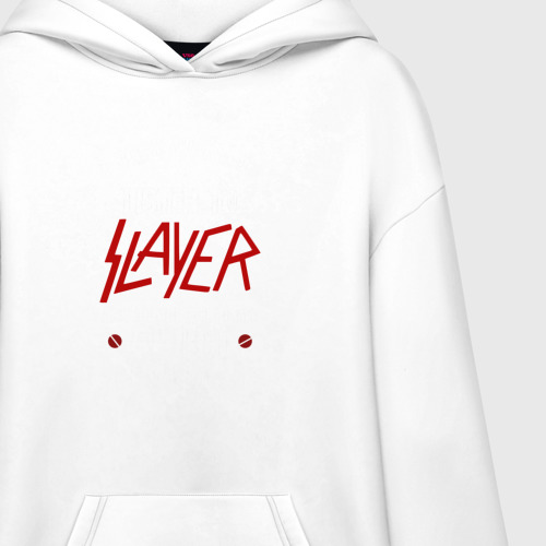 Худи SuperOversize хлопок Я прост хочу слушать Slayer, цвет белый - фото 3