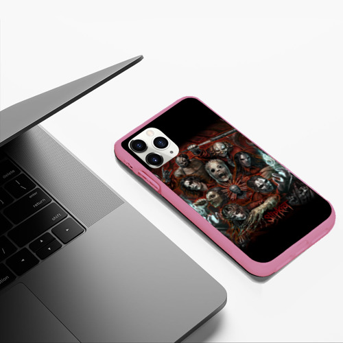 Чехол для iPhone 11 Pro Max матовый Slipknot, цвет малиновый - фото 5