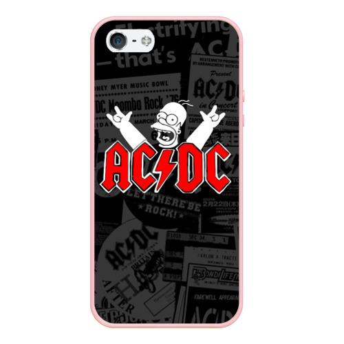 Чехол для iPhone 5/5S матовый AC/DC, цвет светло-розовый