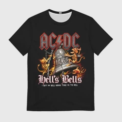 Мужская футболка 3D AC DC - bell with devils