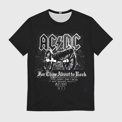 Мужская футболка 3D с принтом AC DC - gun, вид спереди #2