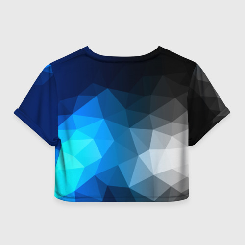 Женская футболка Crop-top 3D Gray&Blue collection abstract, цвет 3D печать - фото 2