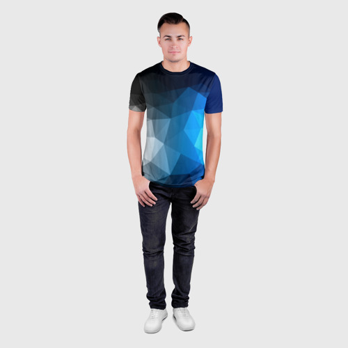 Мужская футболка 3D Slim Gray&Blue collection abstract, цвет 3D печать - фото 4