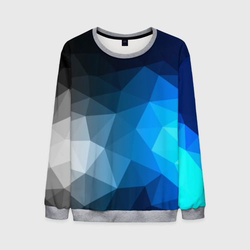 Мужской свитшот 3D Gray&Blue collection abstract, цвет меланж