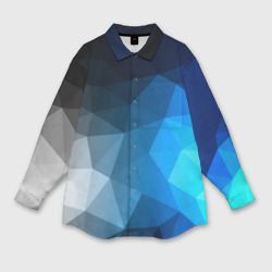 Женская рубашка oversize 3D Gray&Blue collection abstract